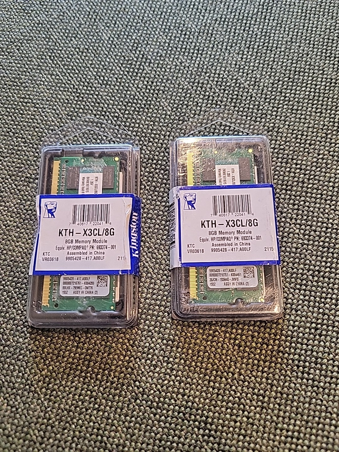 2 Kingston KTH-X3CL/8G 8 GB  memory module, PN 693374-001, BRAND NEW