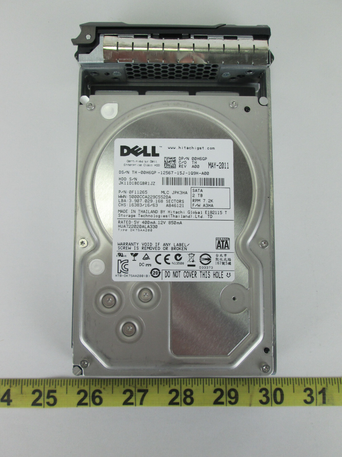 Dell 2TB 2 TB Hard Disk Drive HDD Harddrive 00H6GP 0F11265 HUA722020ALA330 7.2K
