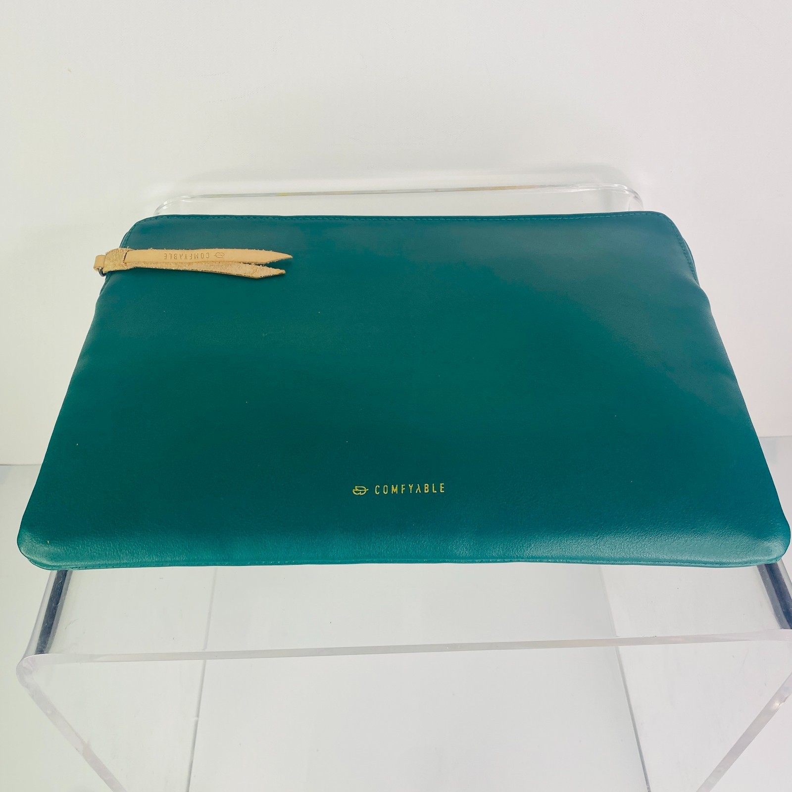 Comfyable Laptop Sleeve Case 13 Inch Faux Leather  Slim Computer Forest Green