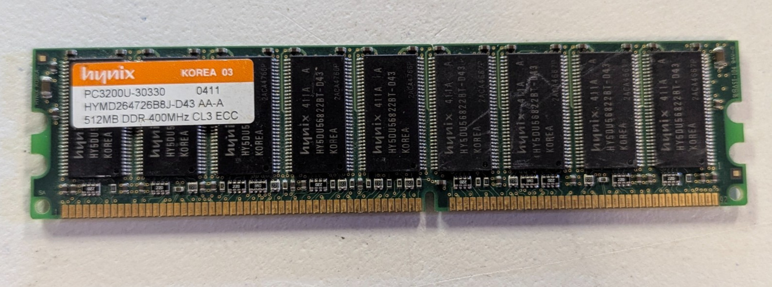 Hynix HYMD264726B8J-D43 AA-A 512MB DDR400 PC3200 ECC 184-Pin DIMM RAM