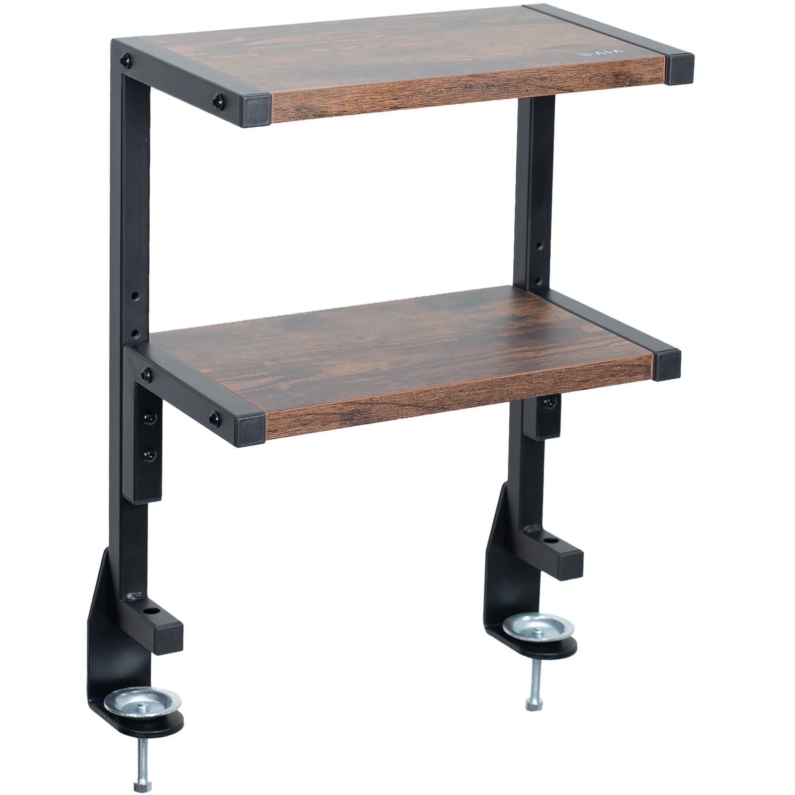 VIVO Vintage Brown Clamp-on 13" Above or Below Desk 2-Tier Shelving Unit
