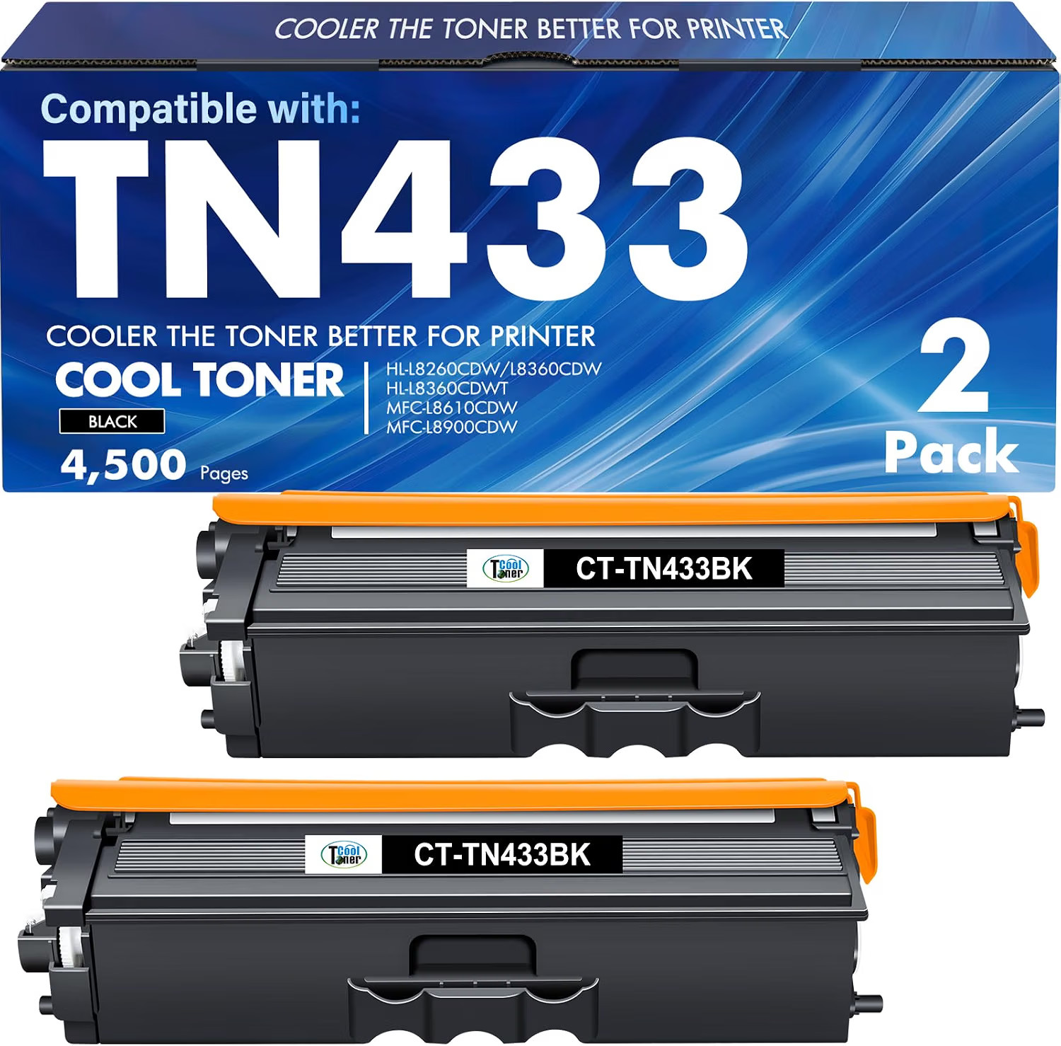TN433 Black Toner Cartridge for Brother TN-433 TN431 TN433BK MFC-L8900CDW