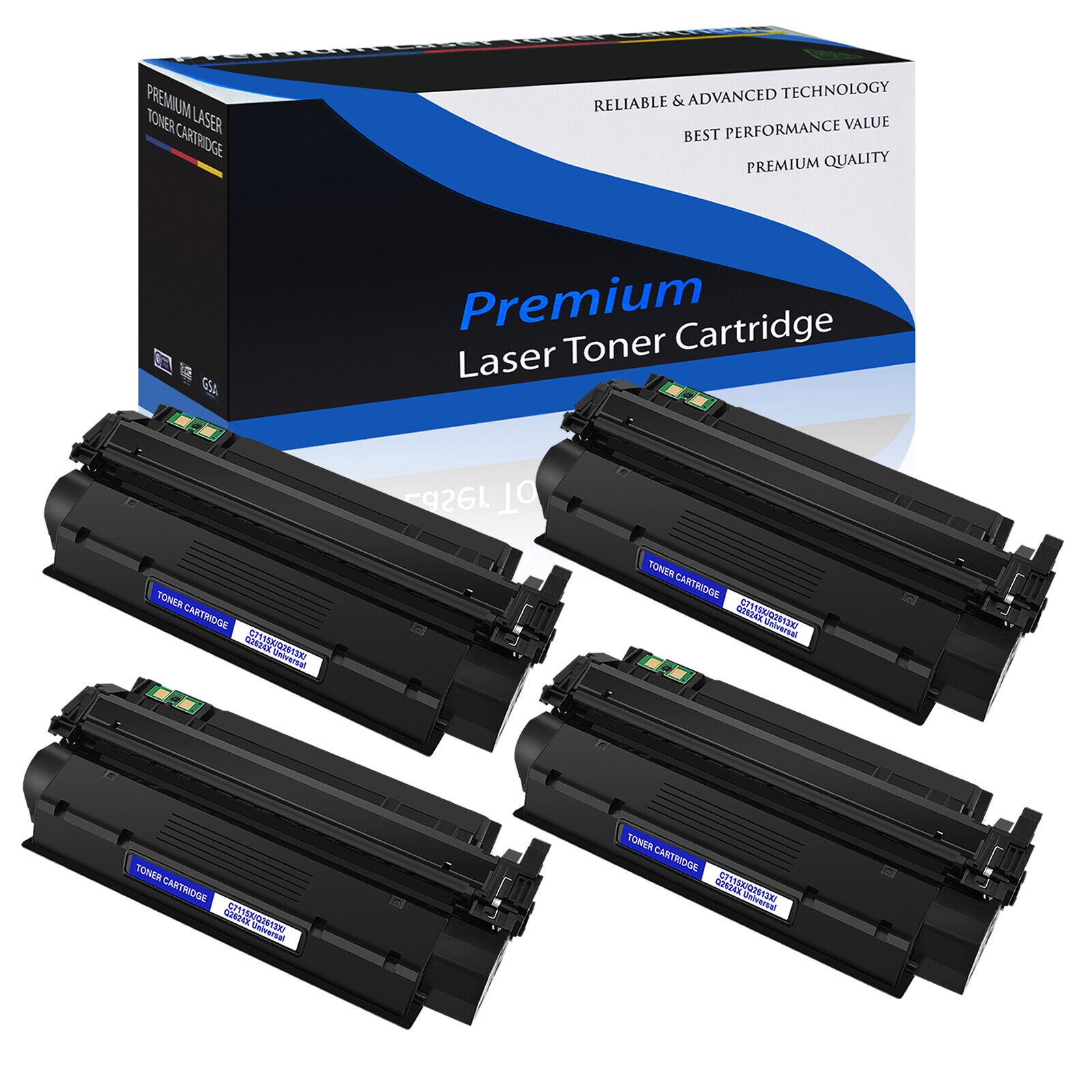 4 Pack C7115X 15X Toner Cartridge for HP LaserJet 1200 1220n 3320n 3380 3330mfp