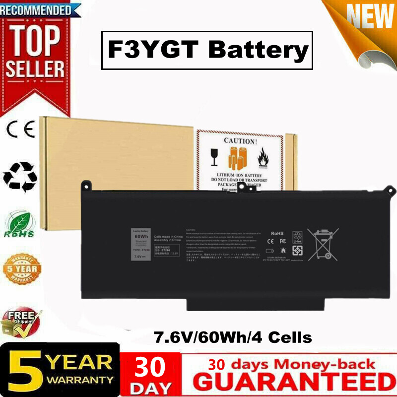 50 LOT F3YGT Battery For Dell Latitude 12 13 14 E7280 E7480 7480 7390 7490 7380