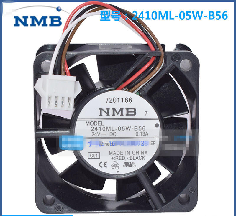 1pcs NMB 2410ML-05W-B56 6025 24V 0.13A 4-wire Inverter Cooling Fan