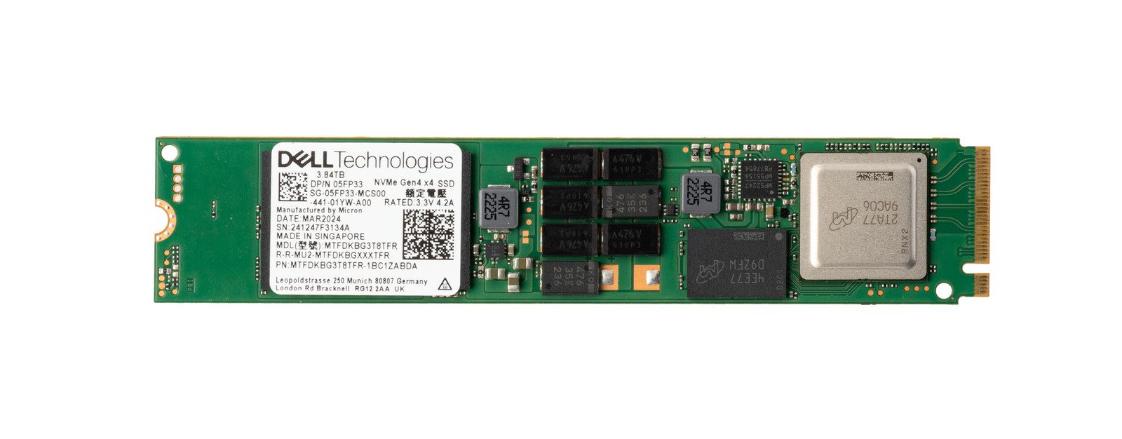 Hard drive Dell 3.84TB SSD NVMe M.2 2280 RI 5FP33