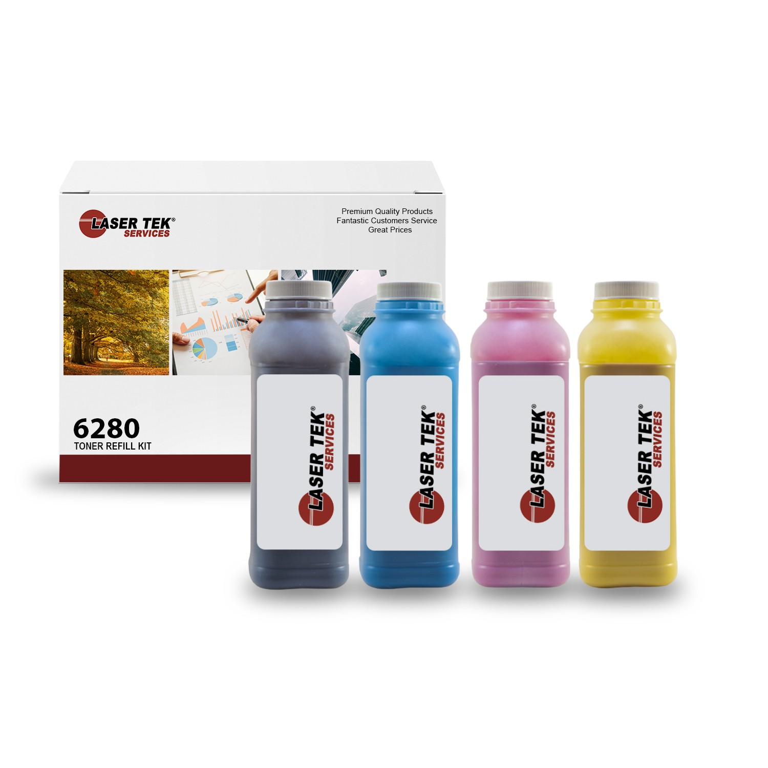 4Pk LTS 6280 CMYK Toner Refill Kit Compatible for Xerox Phaser 6280N 6280DN