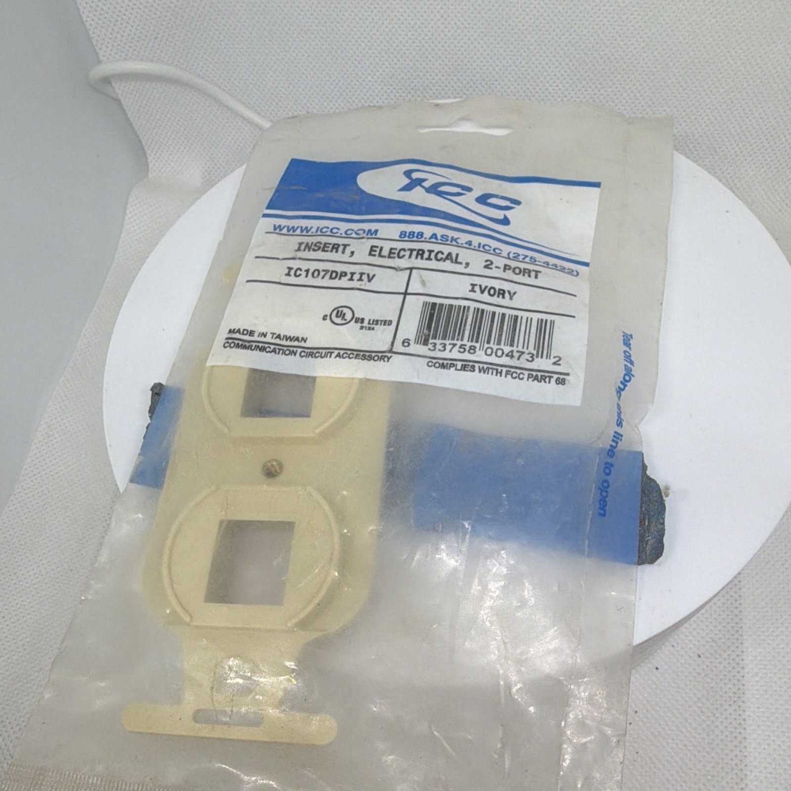 ICC 2-Port Electrical Insert - Ivory - Universal Compatible - MPN IC107DPIIV