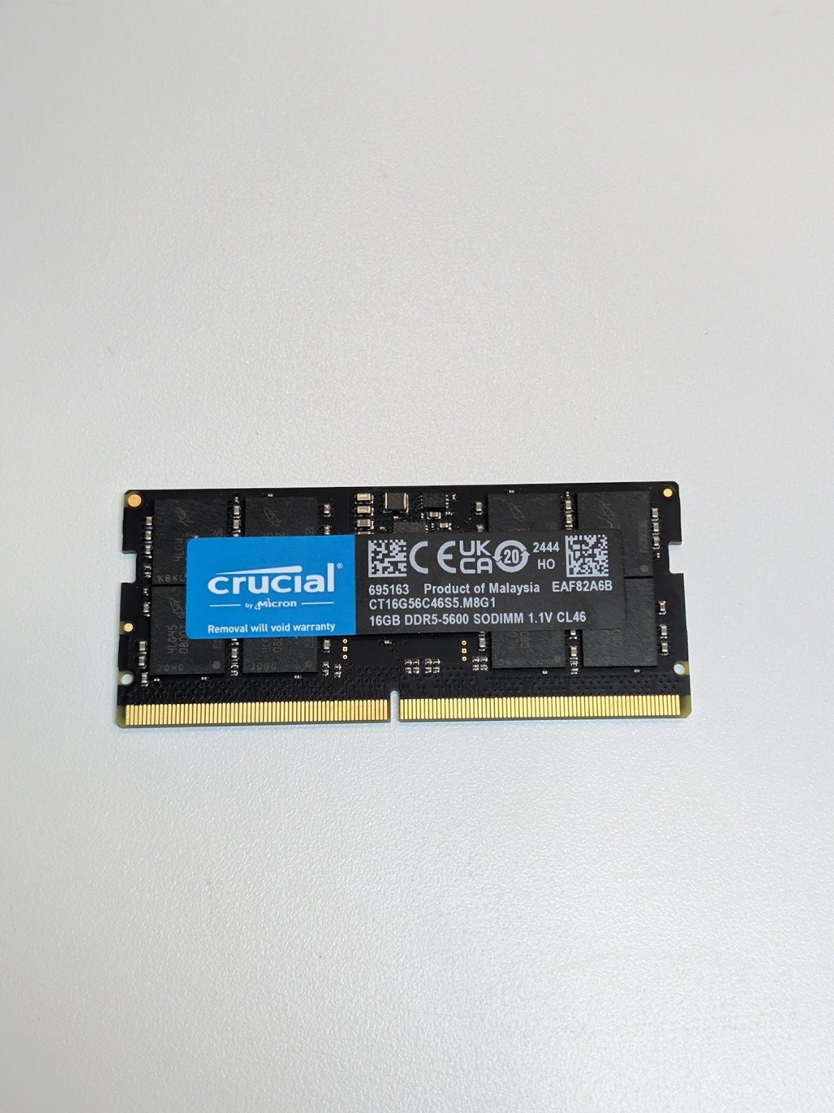 Crucial 16GB 1x16GB DDR5 5600 PC5-44800 CL46 SO-DIMM Laptop Memory RAM