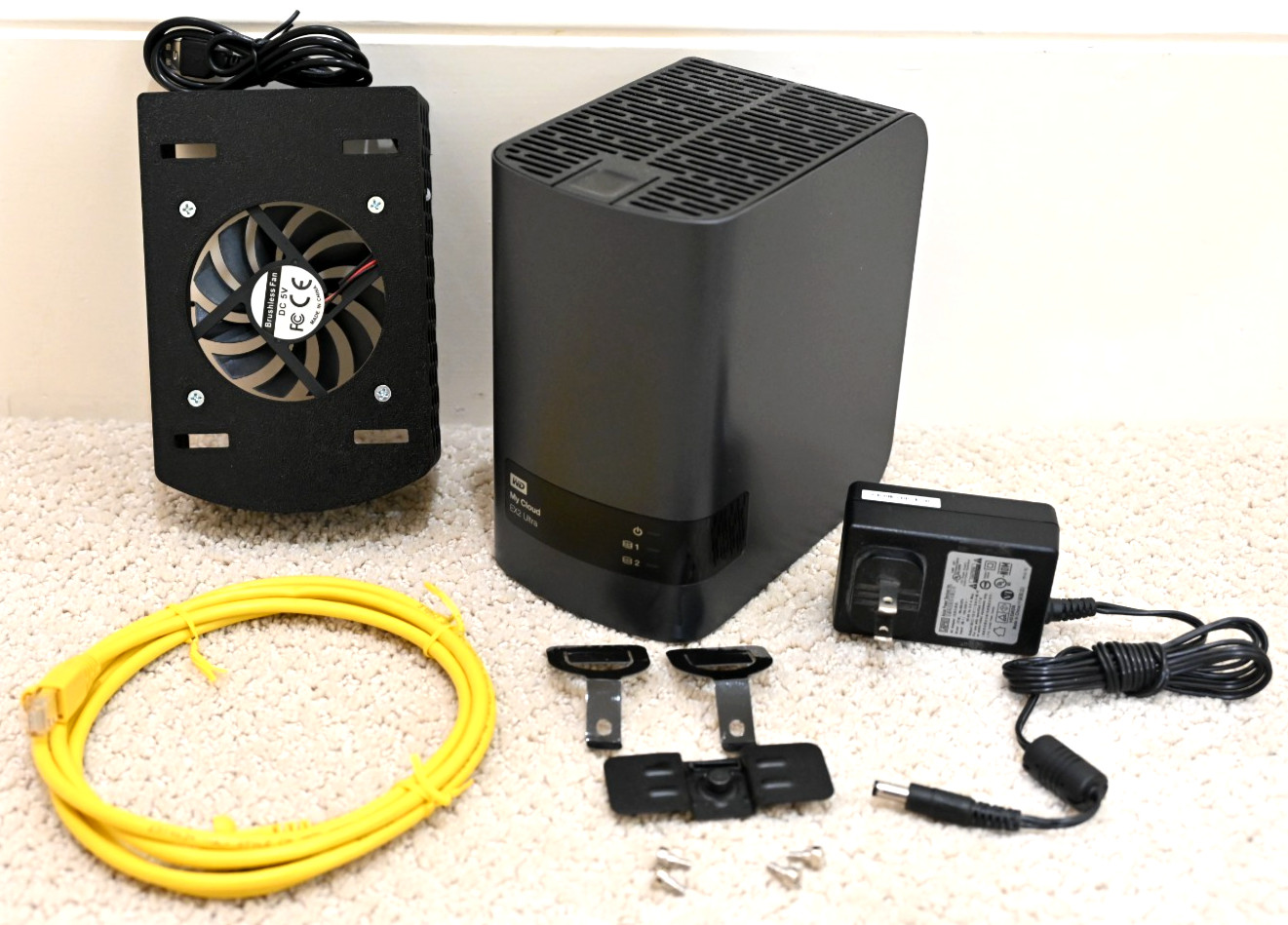 WD My Cloud EX2 Ultra NAS-- Diskless+ 3D Cooler Stand-USB Fan