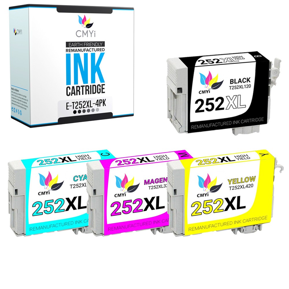 CMYi 4X Replacement 252XL Ink Cartridges for Epson Workforce WF-7620 WF-7720DTWF