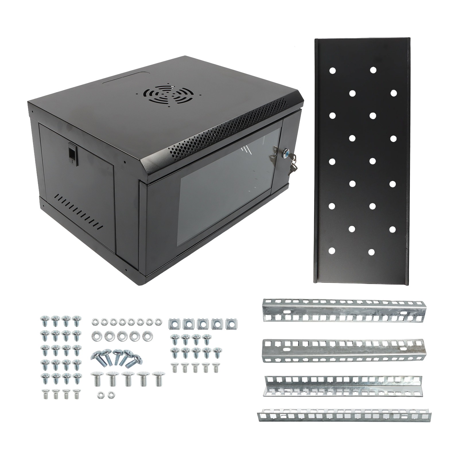 6U Wall Mount Network Cabinet 15.5in Deep with Lock for Data Center Rack"
