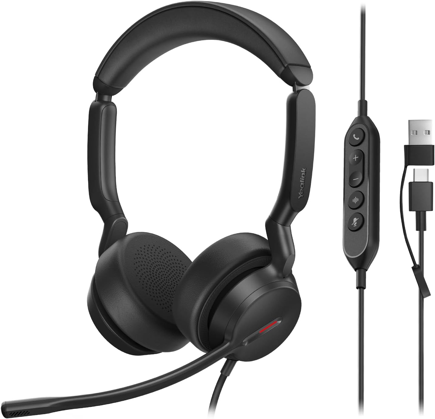 UH44 Wired USB Headset for Work, USB-C/A, 2 Noise-Canceling Mics