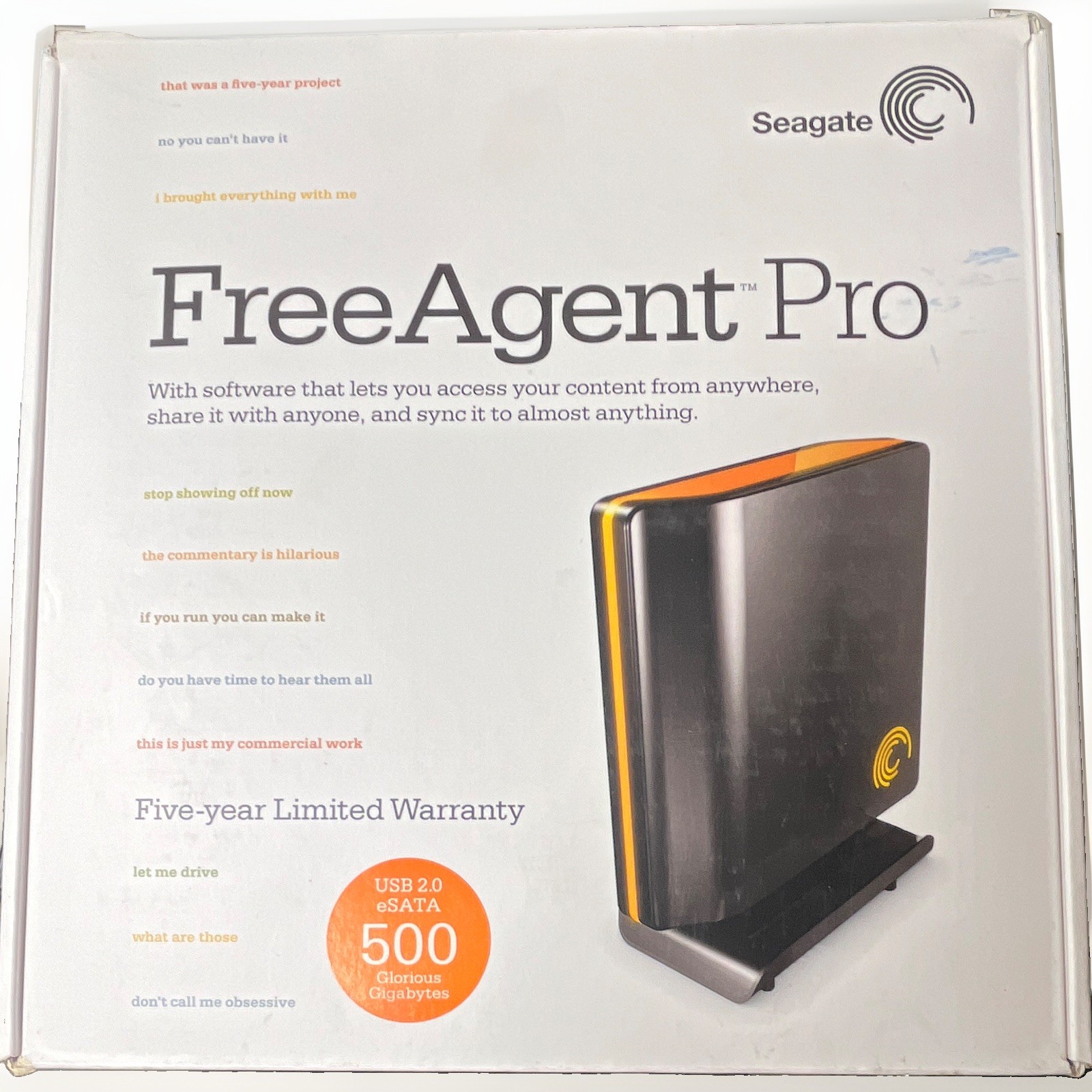 Seagate FreeAgent Pro 500GB External Drive USB 2.0/eSATA Black/Orange 5YR