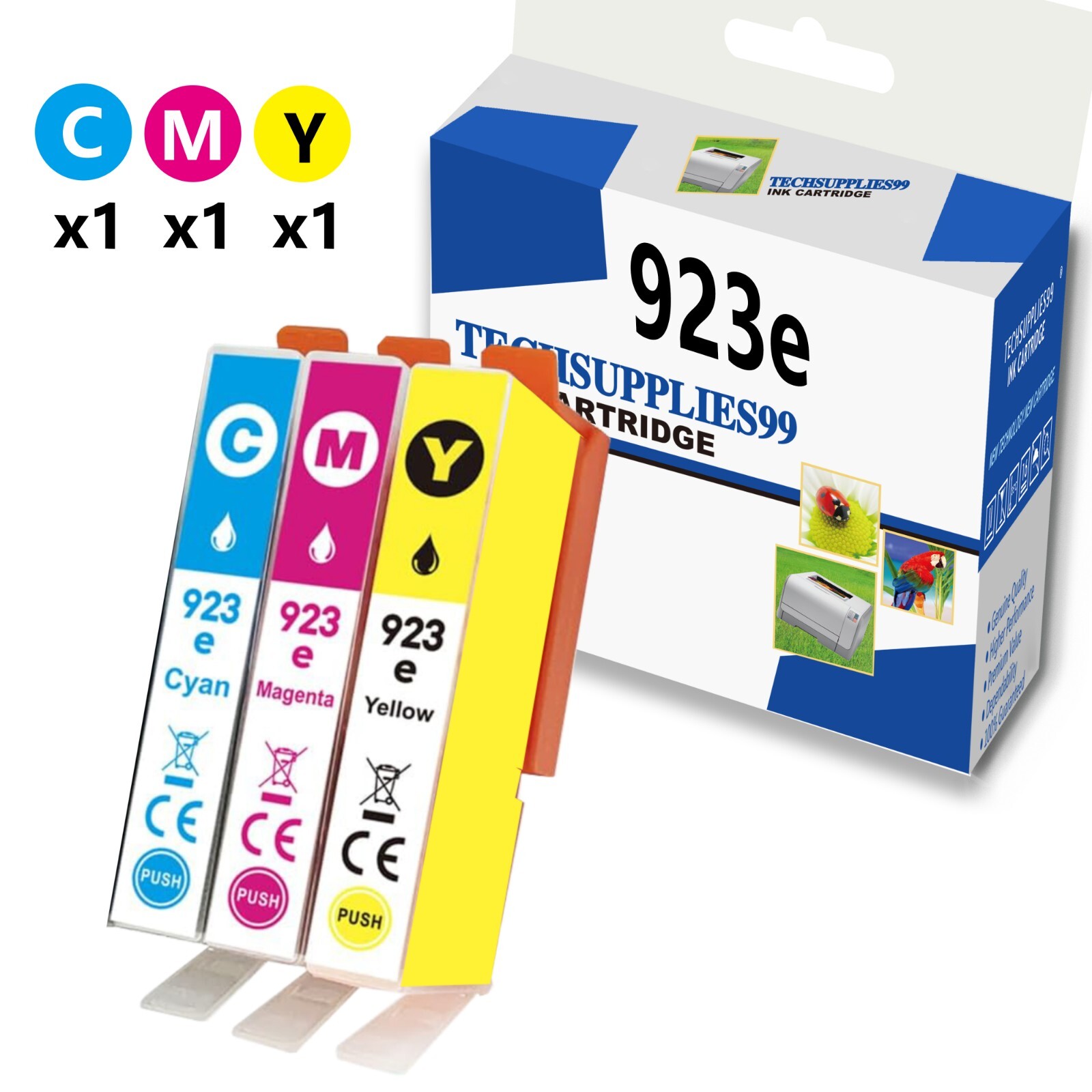 3PK HP 923e evomore Ink Cartridge for Office Jet Pro 8138e 8139e Printer (CMY)