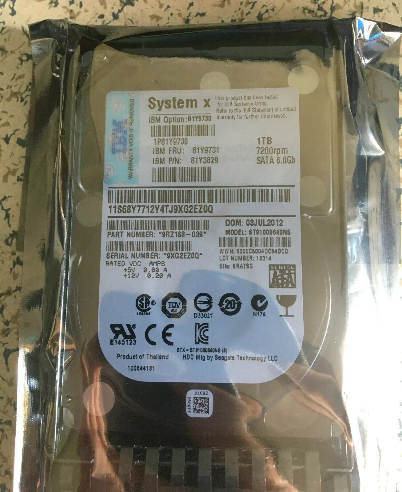 NEW 81Y9730 IBM 1TB 7.2K 6GBPS SATA 2.5 inch SFF HS HARD DRIVE 81Y9731 81Y3829