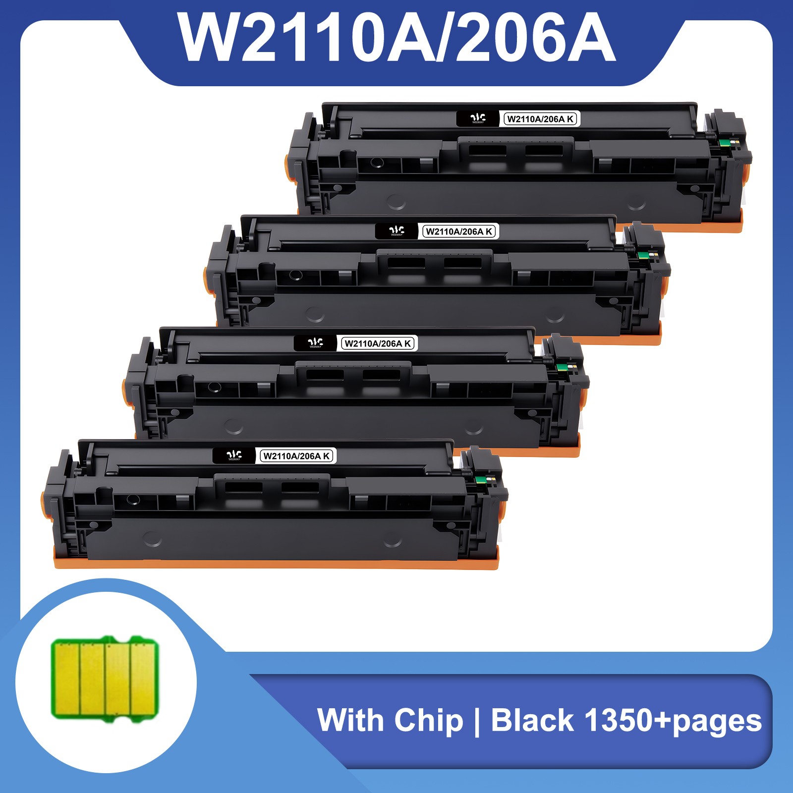 4PK W2110A For HP 206A Toner Color lot LaserJet  M283fdw M283cdw M255 WITH CHIP