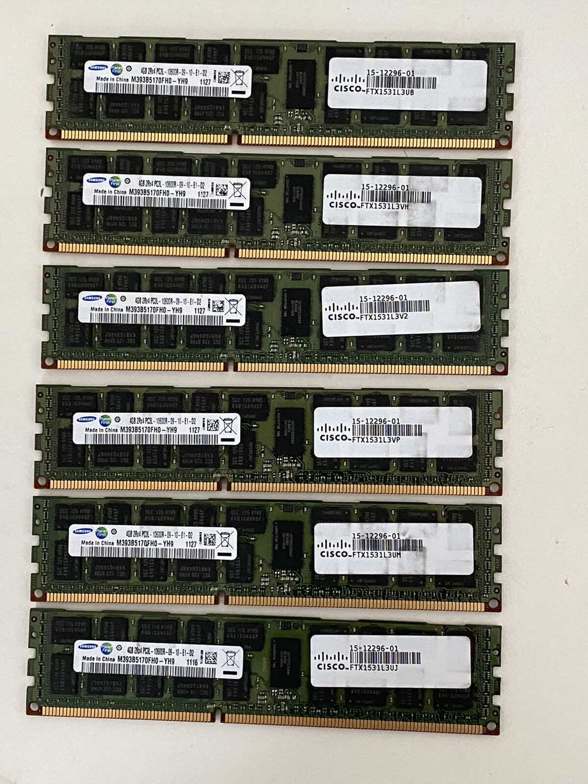 (6 pcs) 4GB Samsung 1Rx4 PC3L-10600R DDR3L 1333 Computer Server Memory RAM