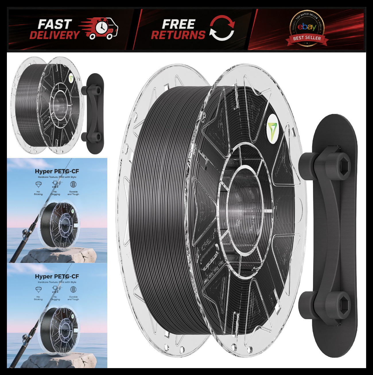 Creality Carbon Fiber PETG Filament 1.75 mm 1KG, Hyper PETG-CF, Night Gray