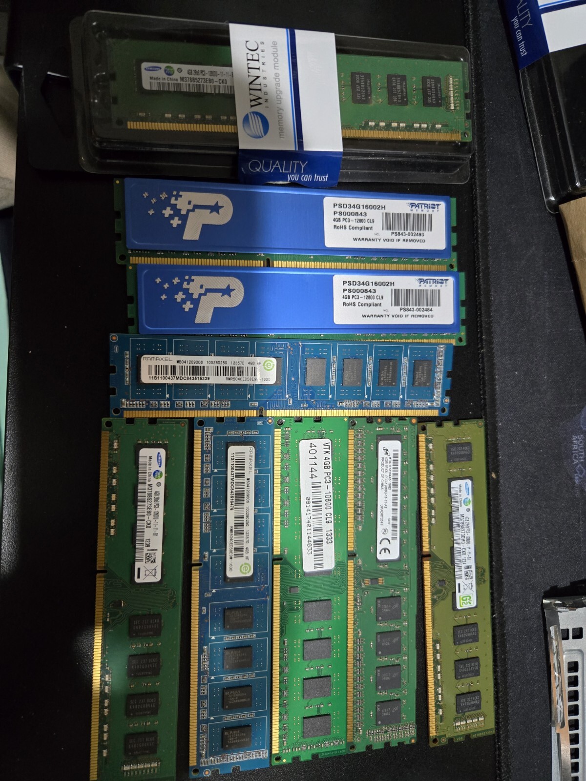 9x 4 GB RAM Micron Samsung PATRIOT DDR3 PC3 12800U 1333 Desktop RAM See Pictures