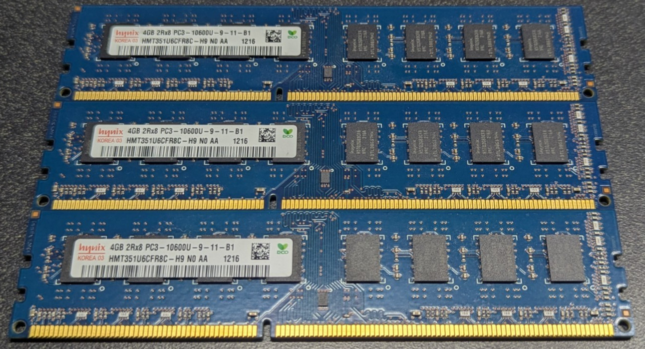 SK Hynix 12GB (3 x 4GB) DDR3 1333MHz RAM 2Rx8 PC3-10600U | DESKTOP