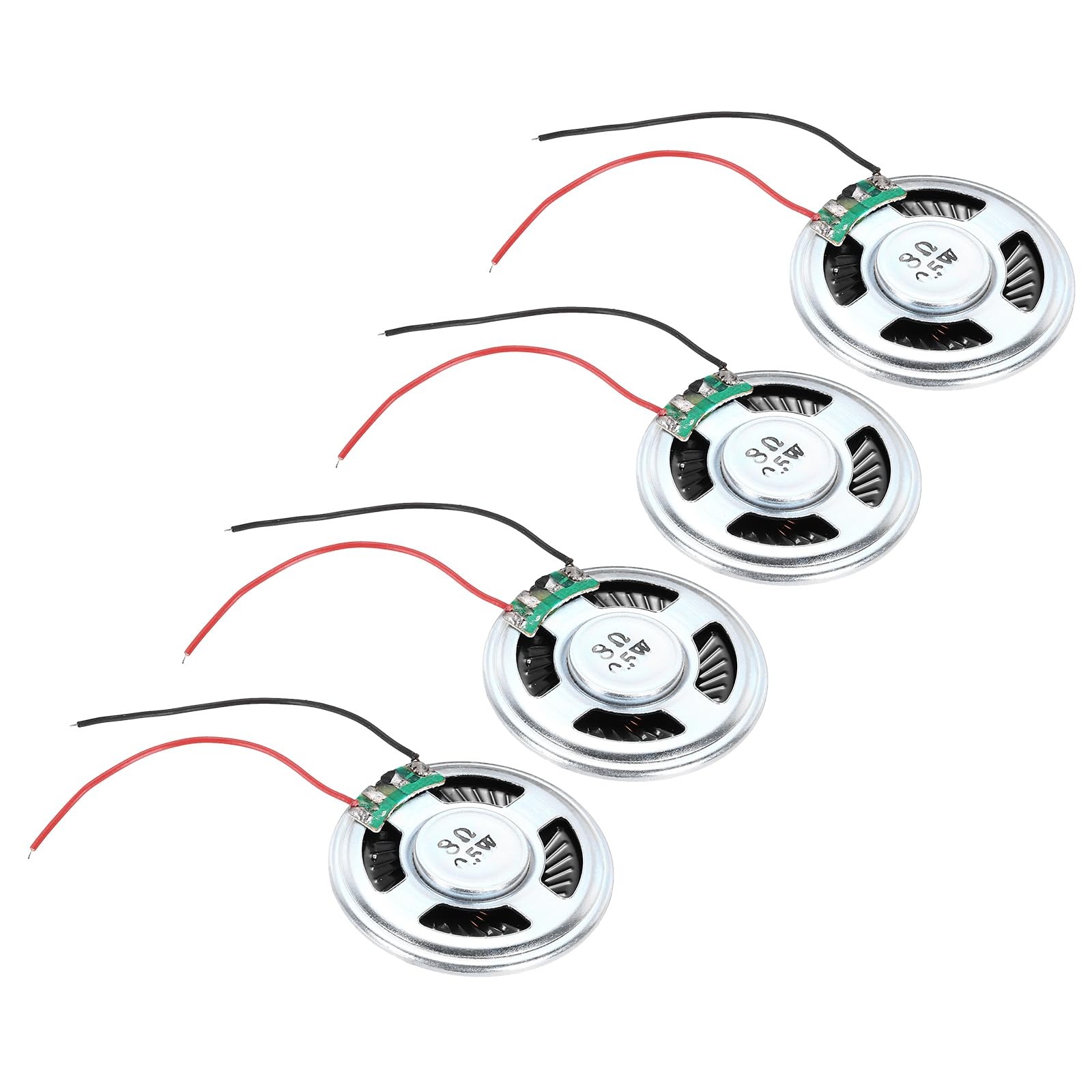 uxcell 4 Pcs 0.5W 8 Ohm Small Speakers Metal Shell Internal Micro Magnet