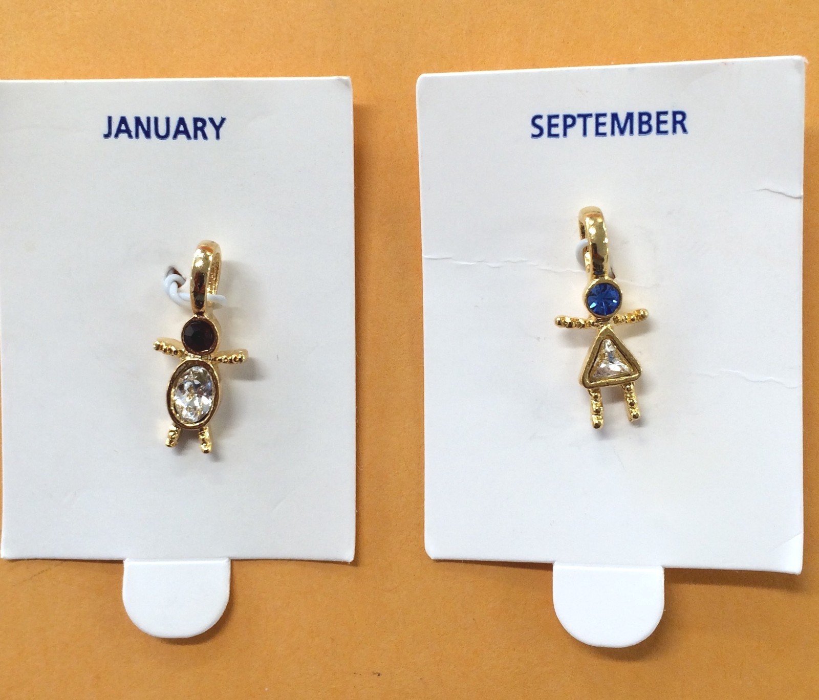 Set of 4 pcs.-Children-Boy or Girl Birthstone Charm Pendant Goldplated Resin