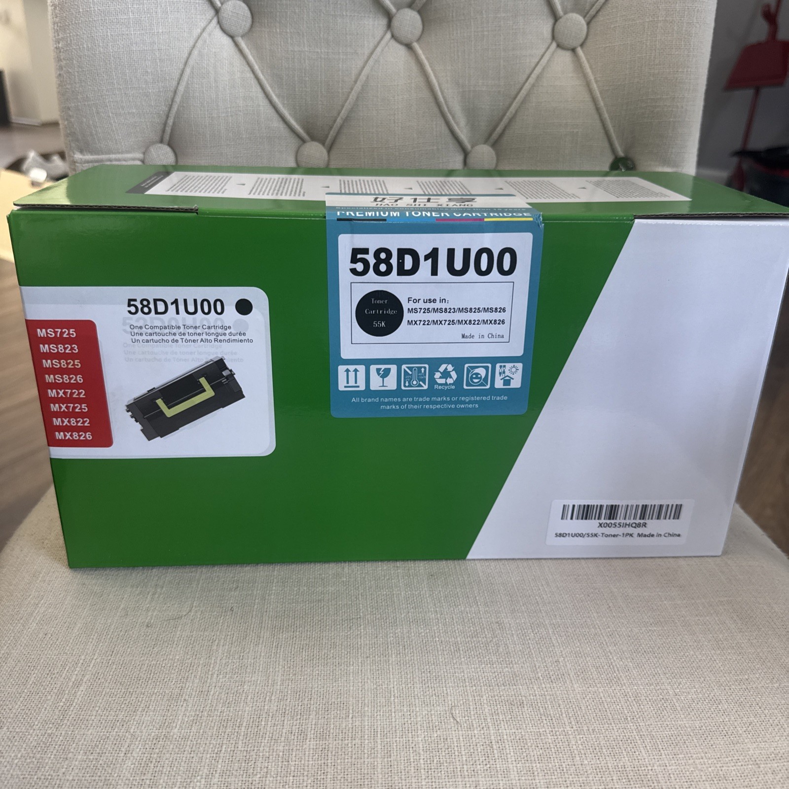 58D1U00 58D1U0E Black Toner 55K for Lexmark MS725 MS823 MS825 MS826 MX722