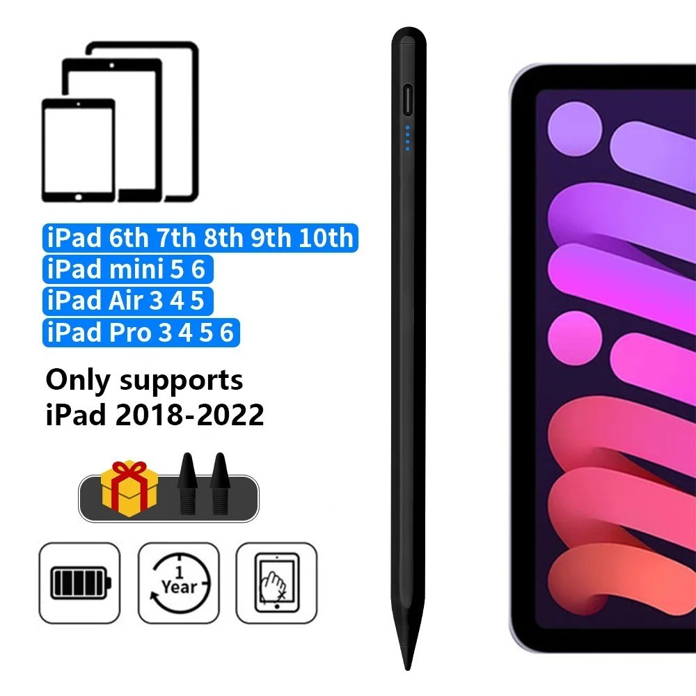 Stylus Pen for Apple iPad with Palm Rejection LED Indicator Active Pencil