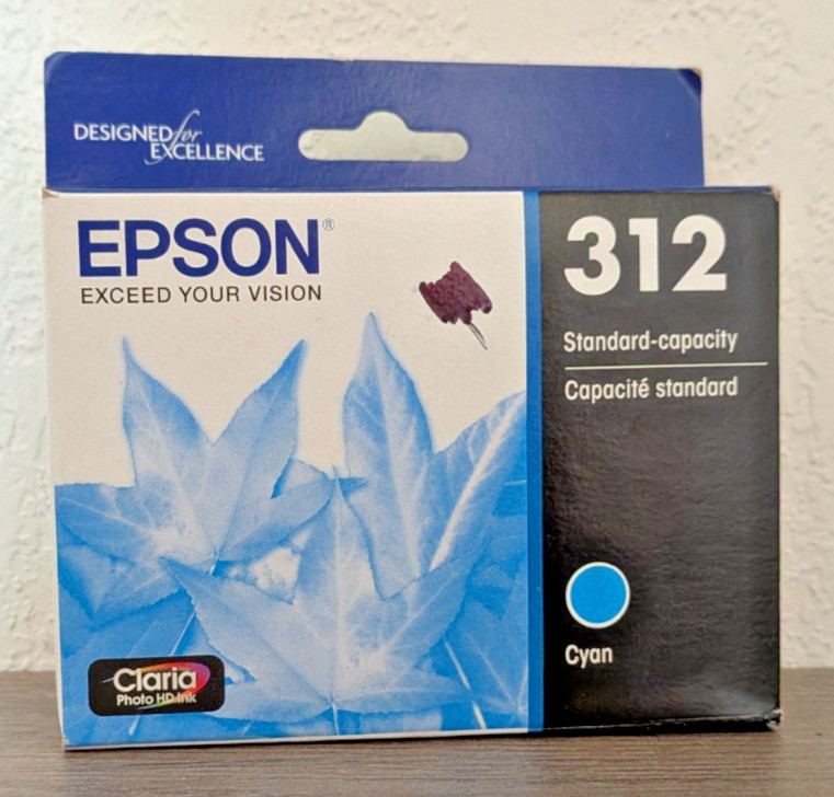 Epson 312 Cyan Ink Cartridge T312220-S Claria Photo HD Genuine OEM Sealed - D2