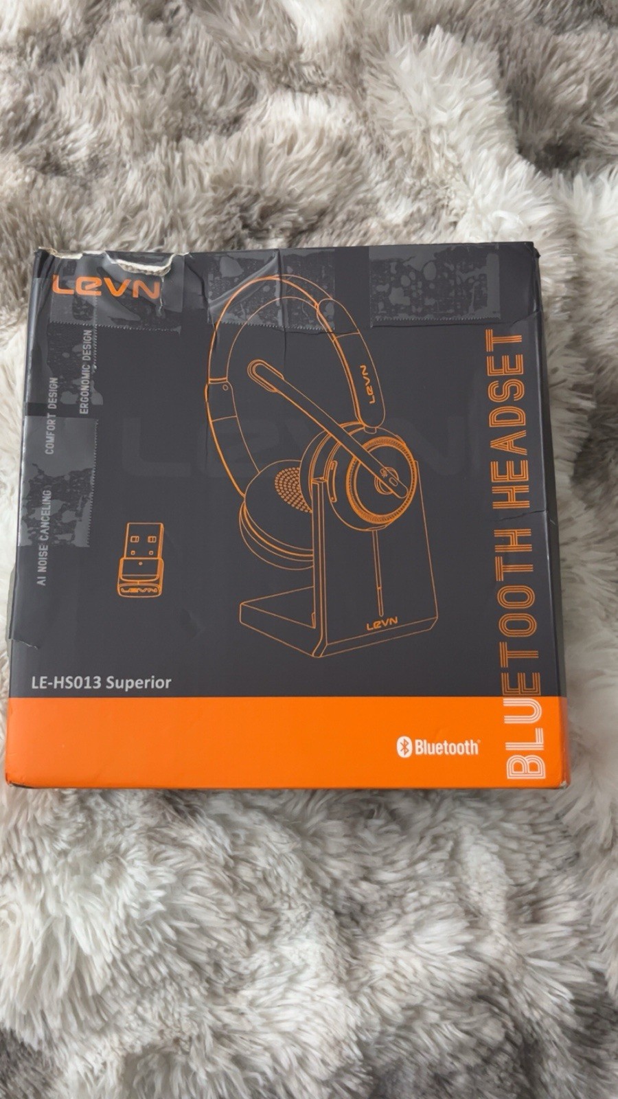 LEVN LE-HS013 Superior Bluetooth Headset Black/Orange AI Noise Cancellation