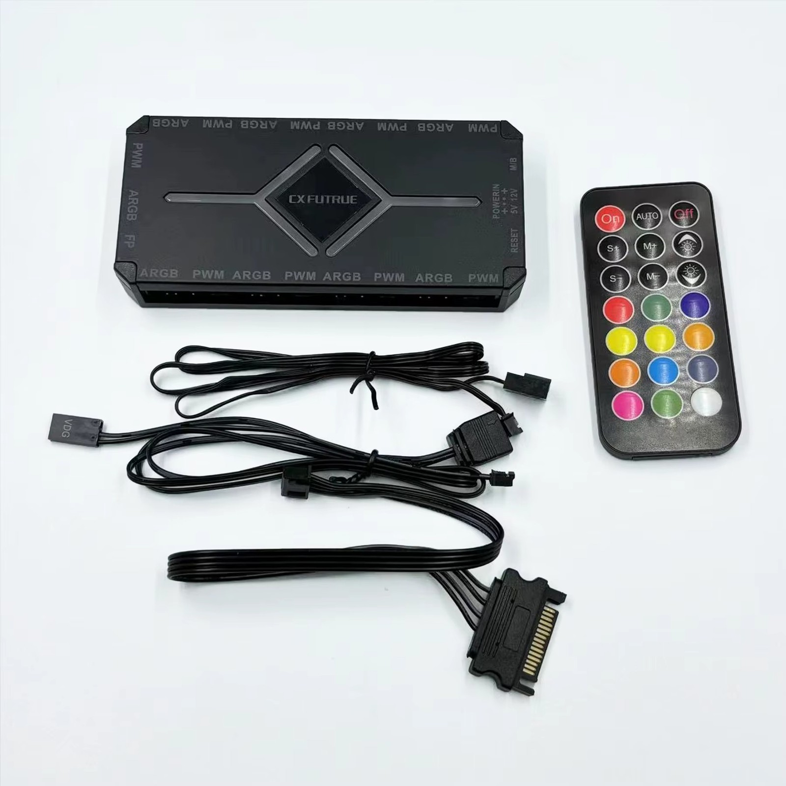 9-Port ARGB PWM Fan Hub Controller with Remote, SATA Motherboard Sync