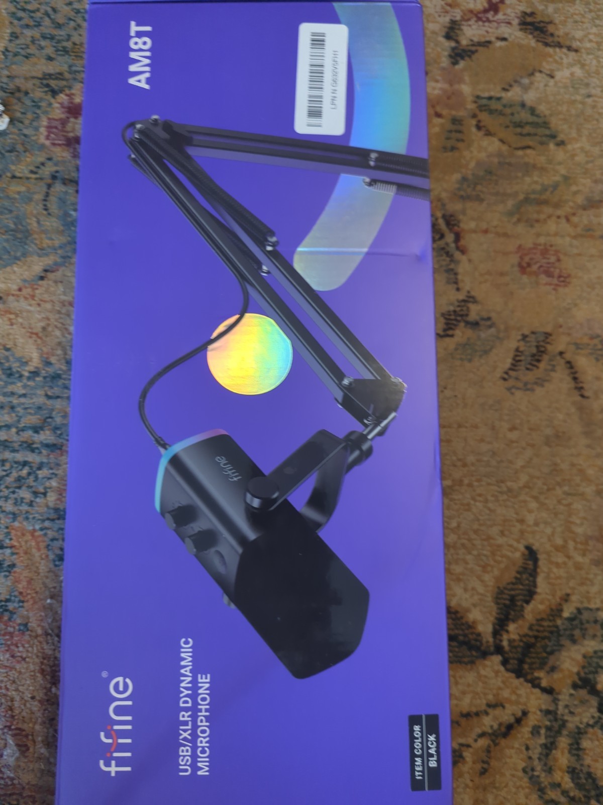 FIFINE AM8T USB/XLR Dynamic Microphone w/ Mute, Boom Arm, Black