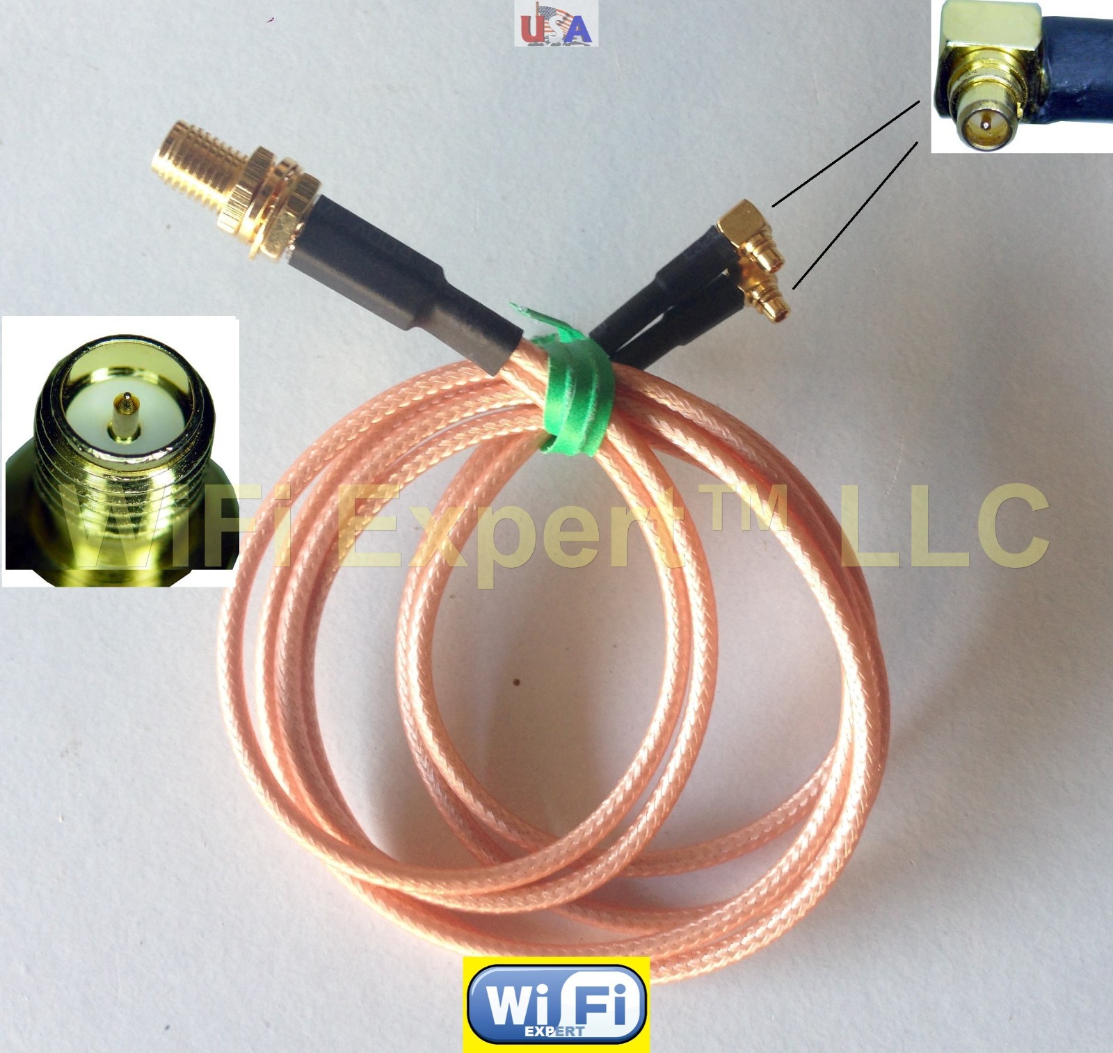 RPSMA female to Y type 2X L MMCX male Spliter Combiner cable pigtail RG316 4-20"