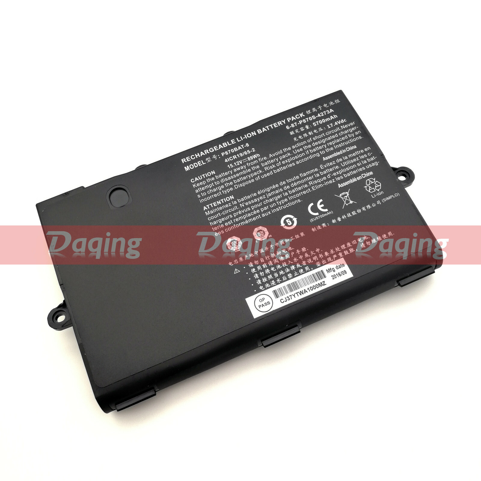 New Original P870BAT-8 Battery for Clevo NP9870 P8700S P870KM Hasee GX9 Pro Plus