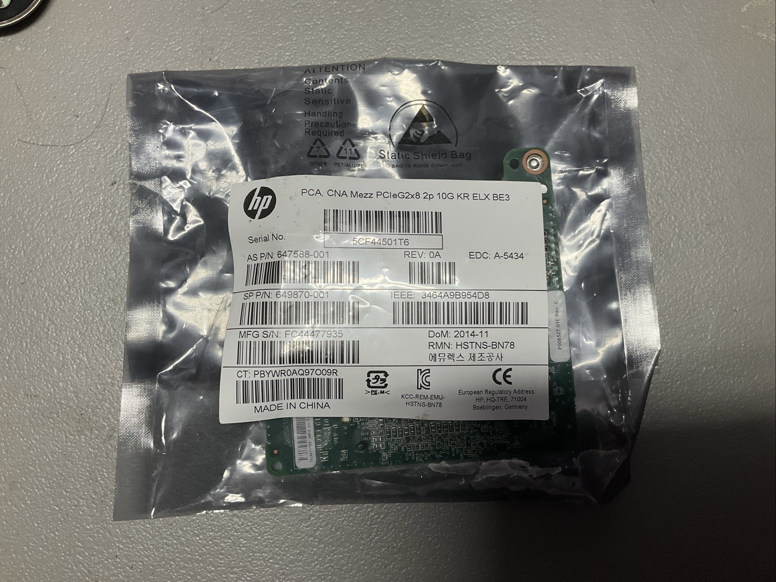 HP FlexFabric 10Gb 2-port 554M Mezzanine Adapter 647588-001 10G -