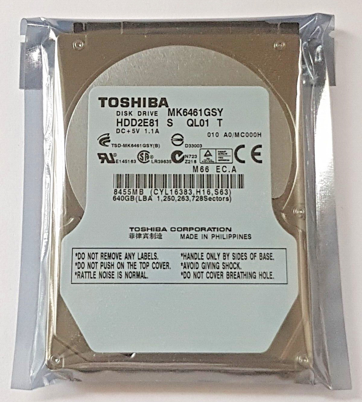 640GB SATA Toshiba MK6461GSY 7200rpm 16MB HDD 2.5" Internal Hard Drive New