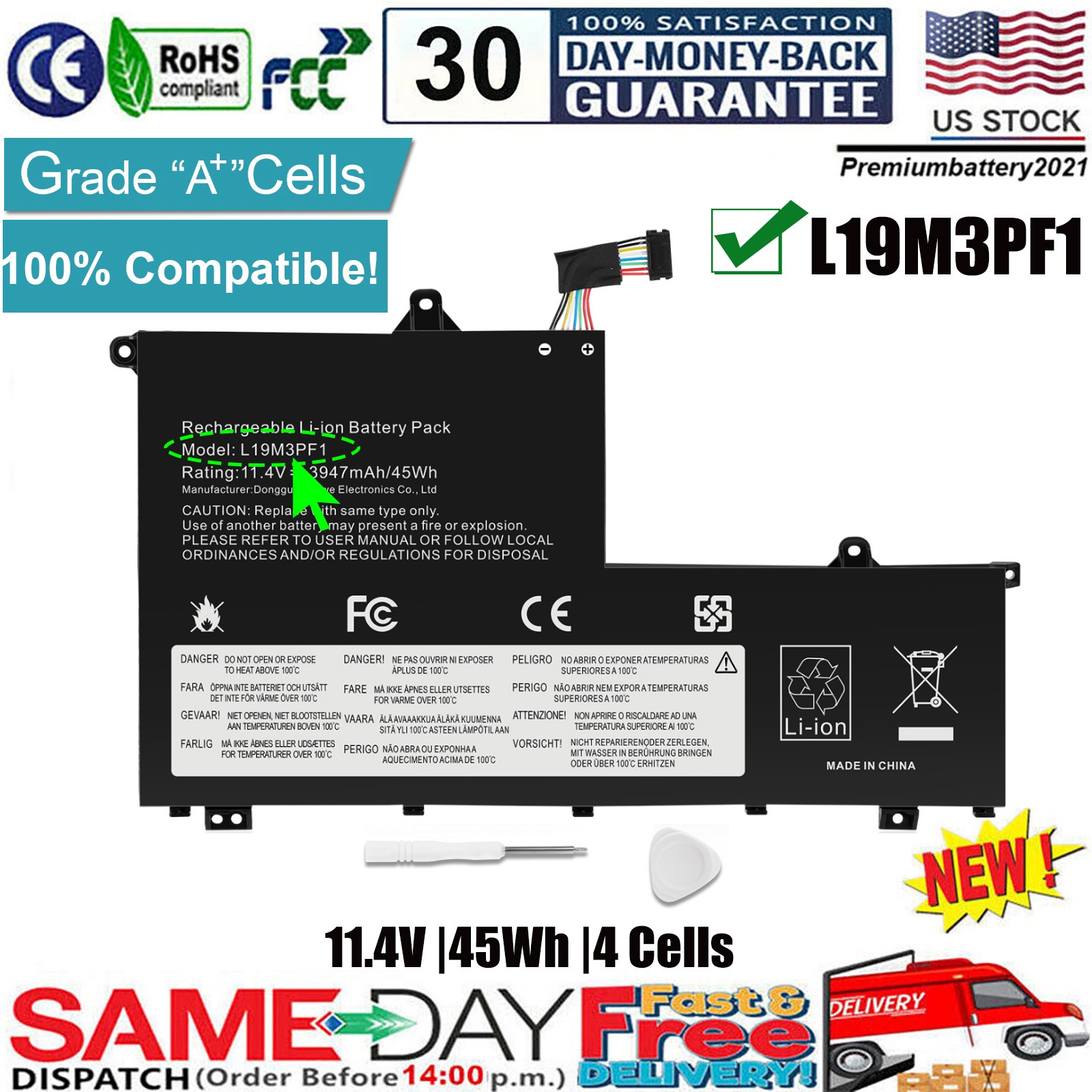 NEW L19C3PF9 BATTERY FOR LENOVO THINKBOOK 14-IML 15-IML 15-IIL L19L3PF1 L19L3PF8