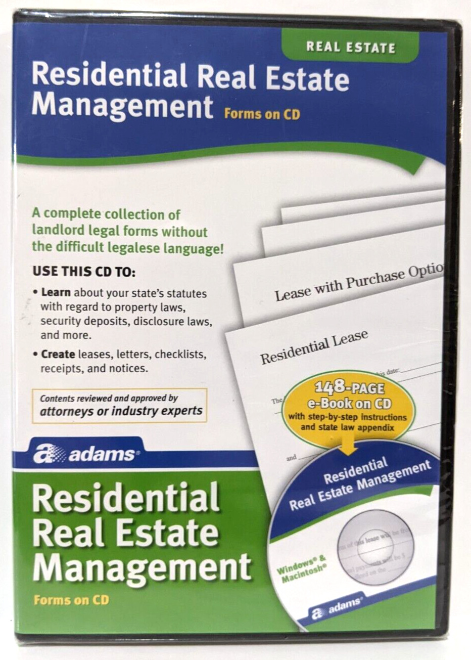Adams Residential Real Estate Management Forms on CD New Factory Sealed SS505
