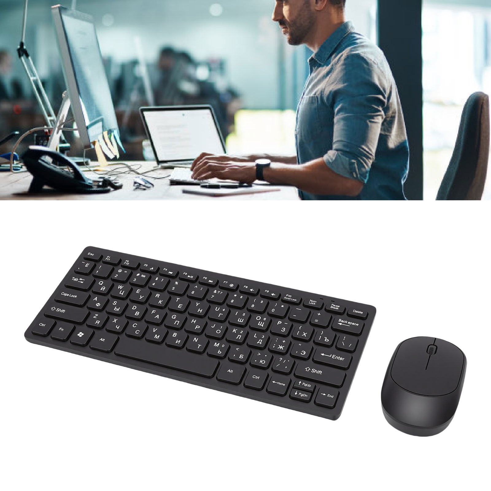 Russian Keyboard Mouse Set 78 Keys Slim 2.4G Wireless Keyboard And Mouse Co RMMU