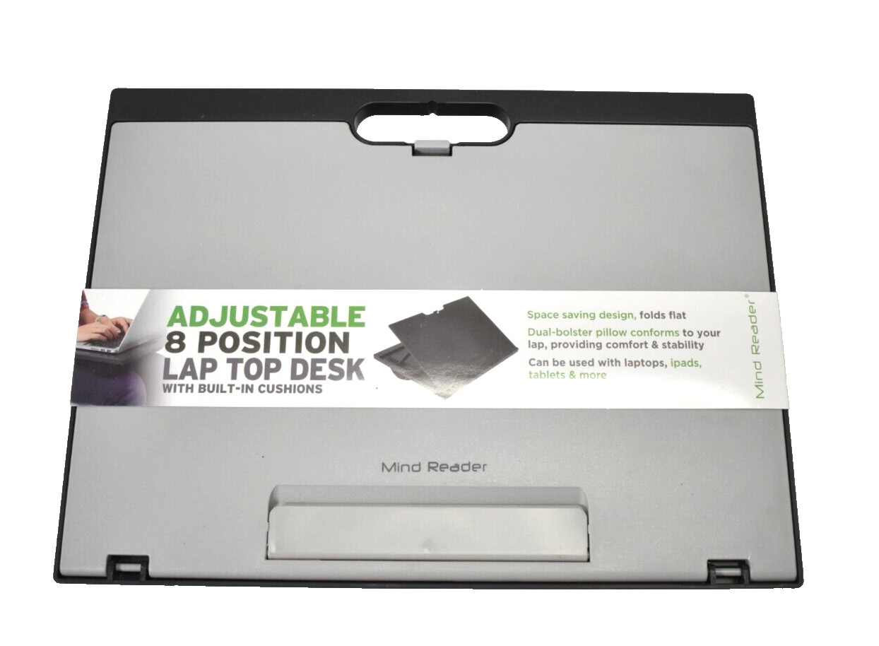 Mind Reader Adjustable 8 Position Laptop Desk w Built In Cushions Gray/Black