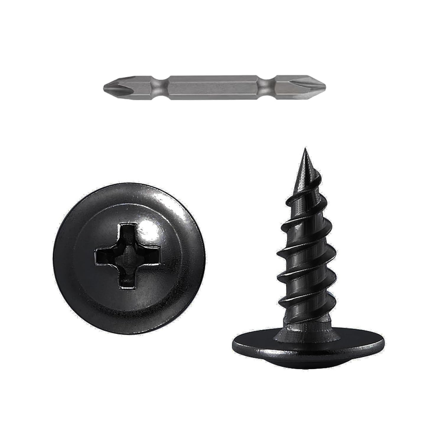 (400 Pcs)#8×1/2" Black Truss Head Wood Screws Quick Metal Self Tapping Zinc Oxid