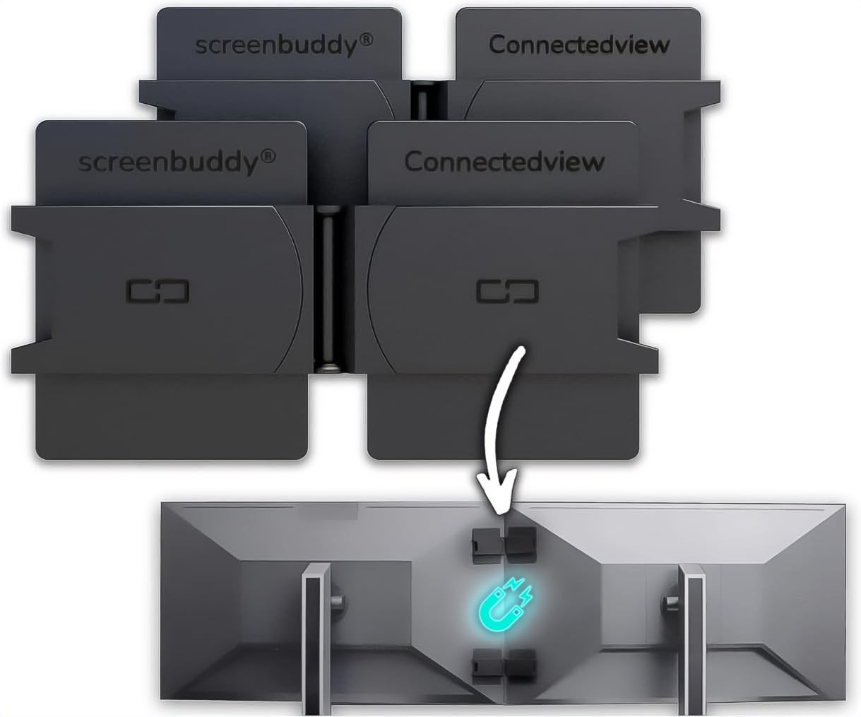 screenbuddy Set of 2, Magnetic Connection for Your Screens, Suitable black