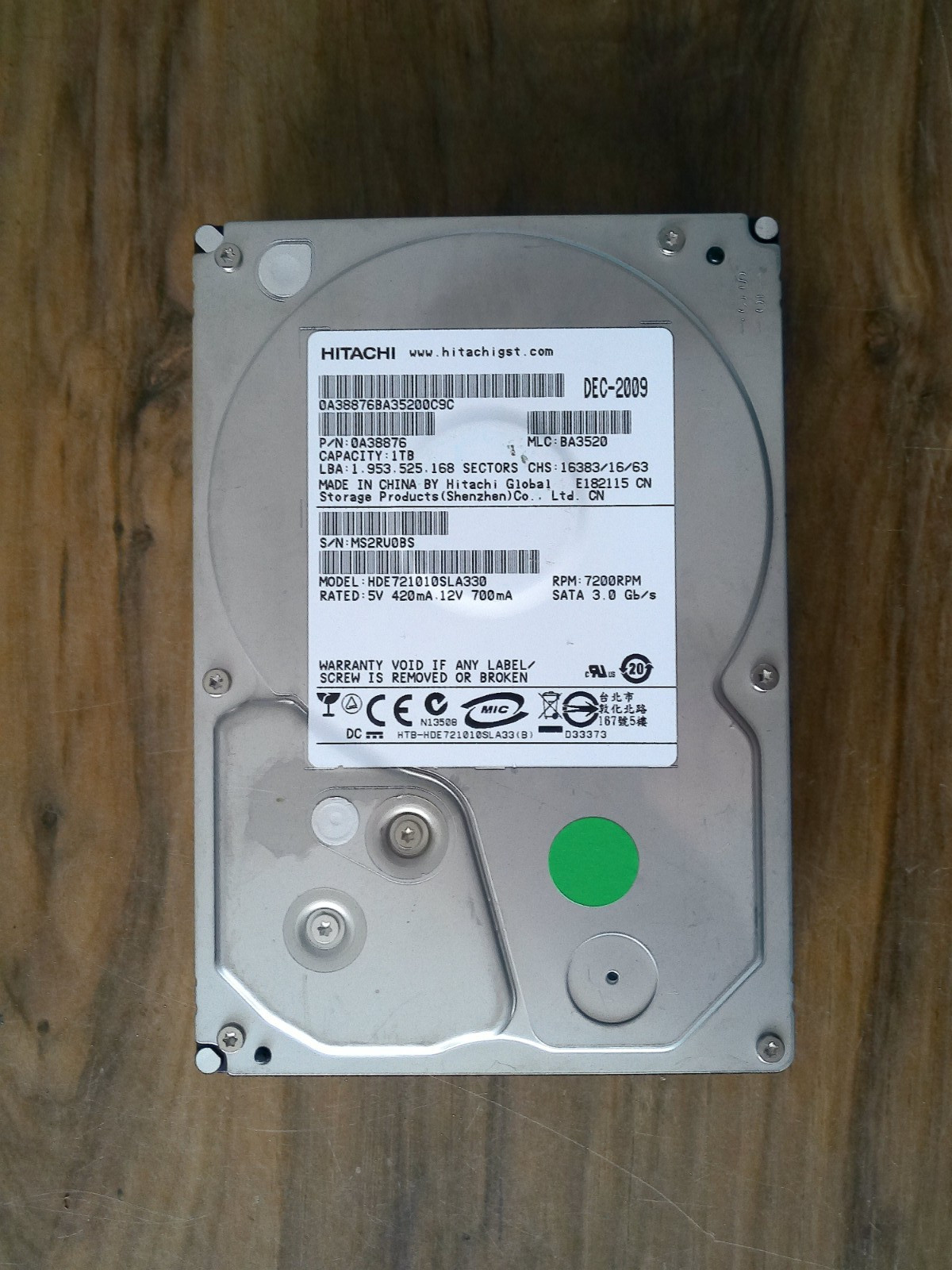 Hitachi HDE721010SLA330  3.5" Sata 1TB HDD Tested- Free US Shipping