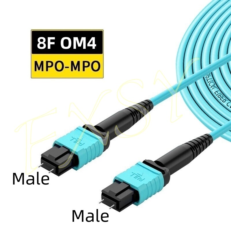 1-100M MPO Male to MPO Male OM4 8 or 12 Core Fiber Optic Patch Cord MTP Male lot