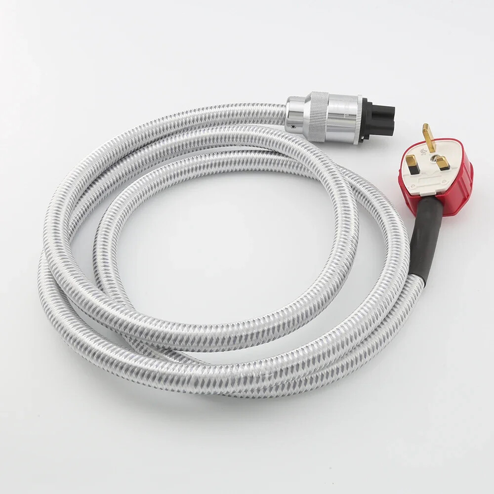 OCC Silver plated Multi Wire AC Power Cord HIFI Audio UK Version Power Cable
