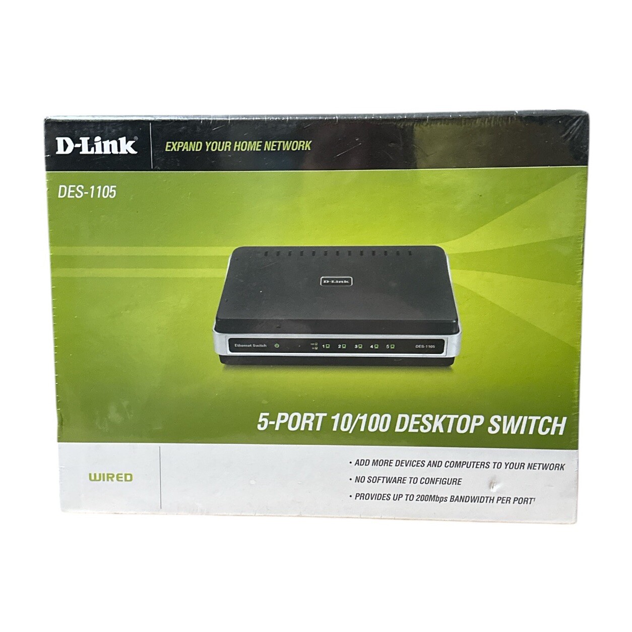 D-Link DES-1105 5-Port 10/100 Ethernet Desktop Switch Wired Expand Internet New