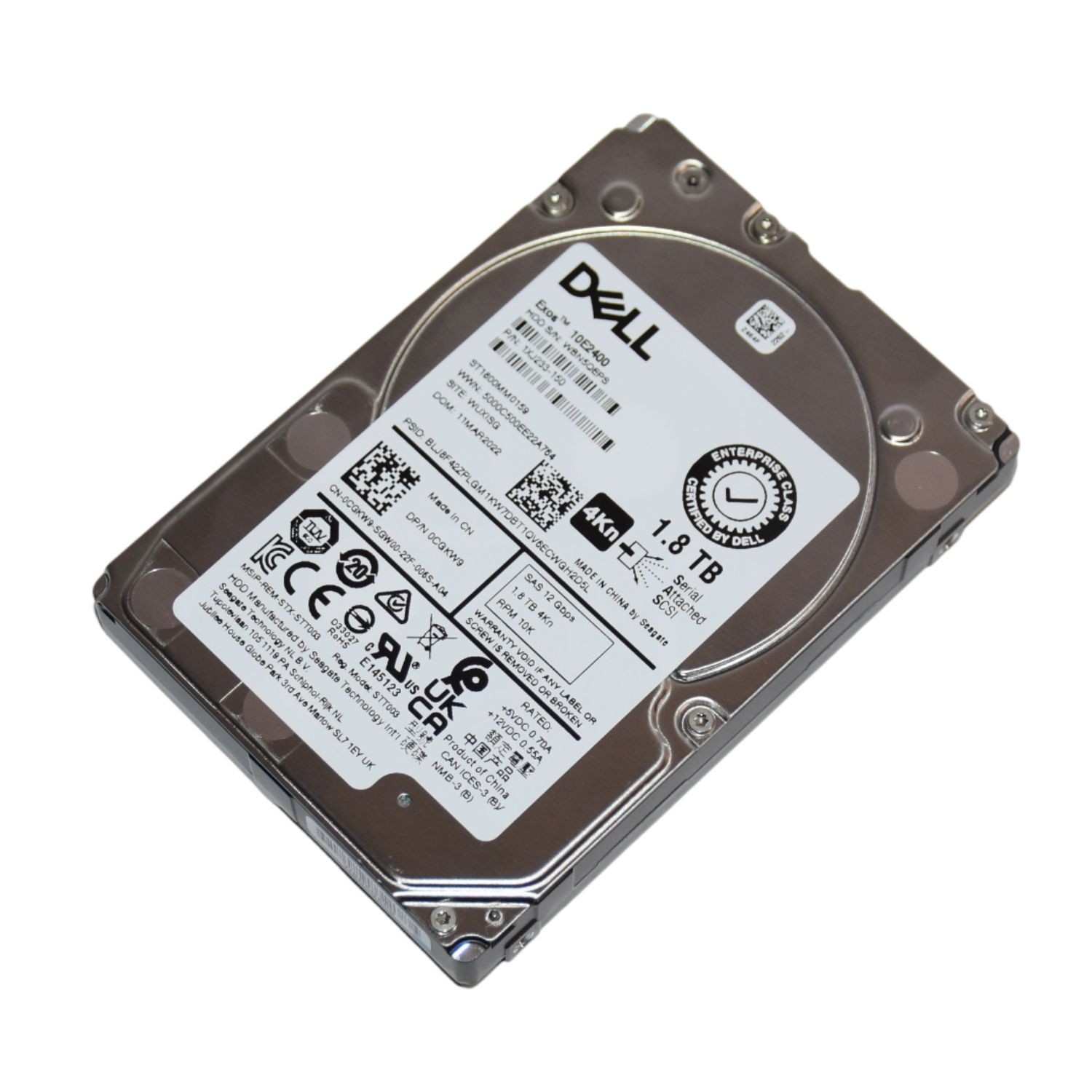 Dell Seagate Exos 10E2400 1.8TB 10K SAS 12Gbps 2.5 Hard Drive ST1800MM0159 CGKW9