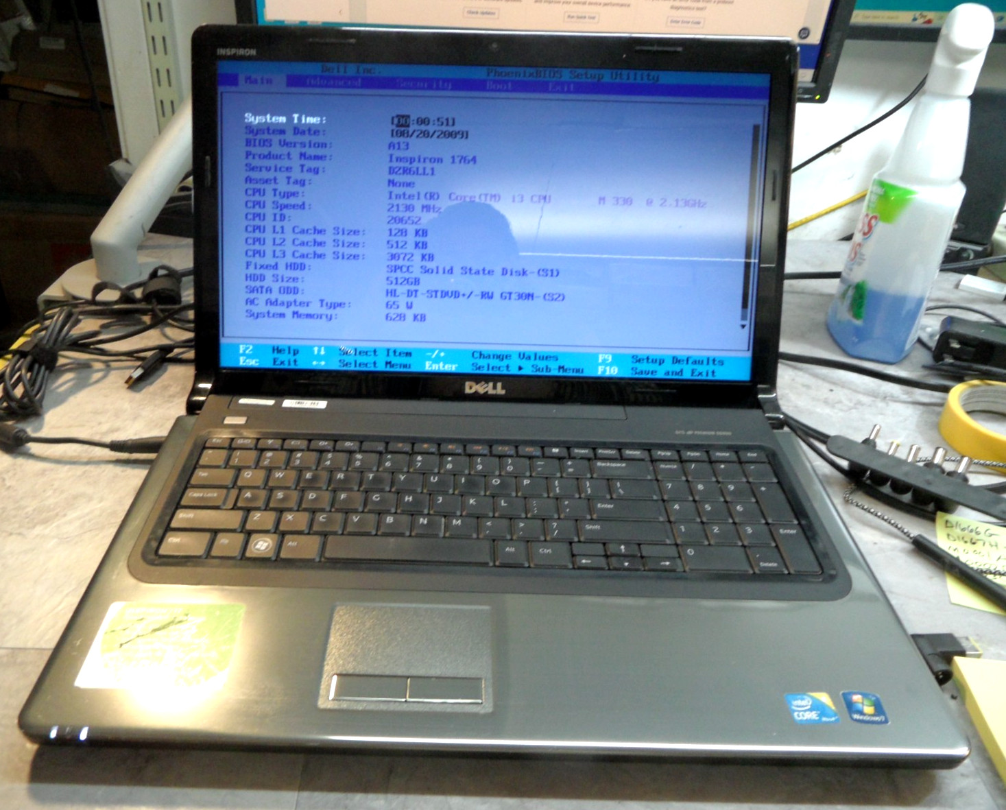 Inspiron 1764 Booted Windows Hard Drive Wiped 500 SSD