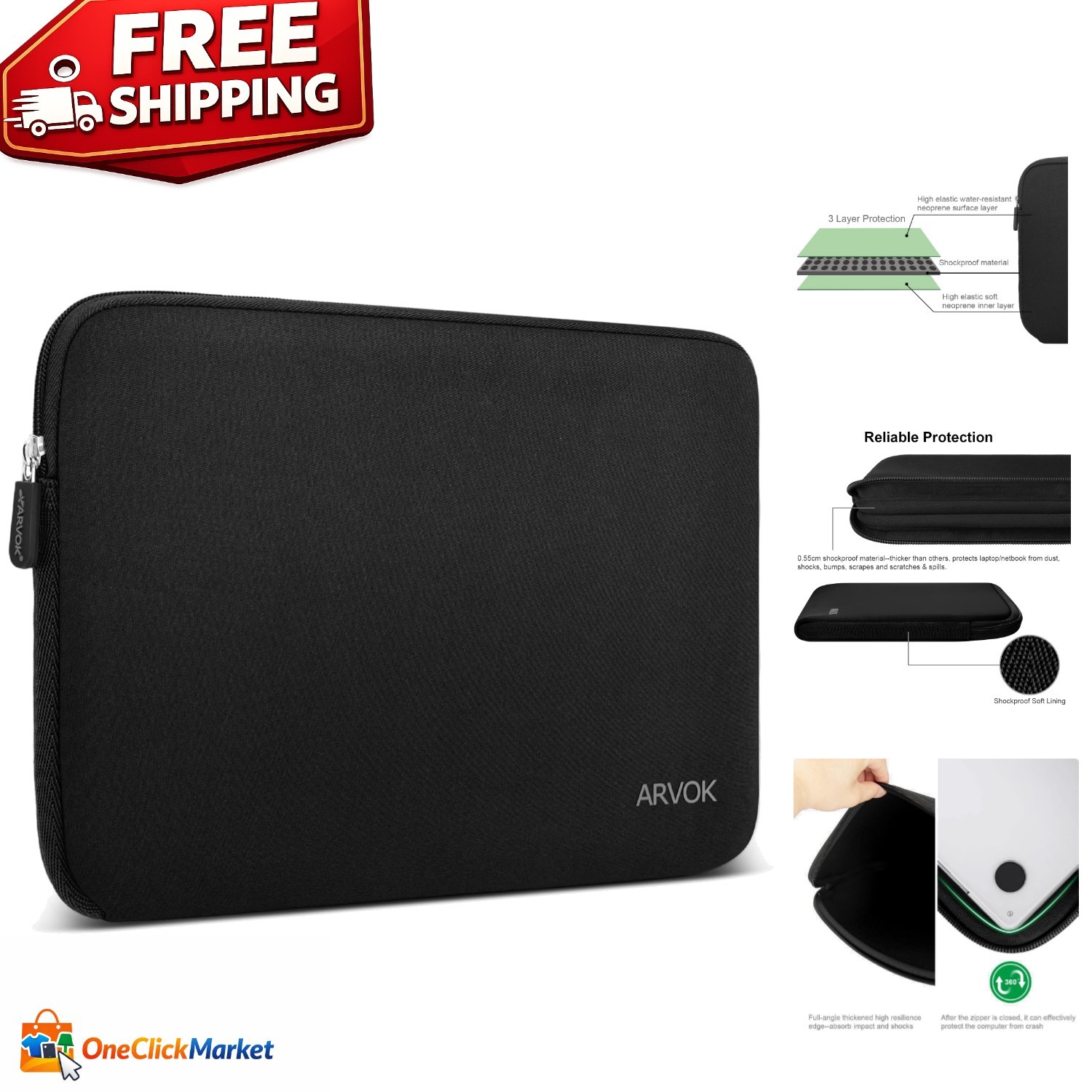 Fashionable 17 Inch Laptop Sleeve - Fits Most Major Brands with Slim Protection